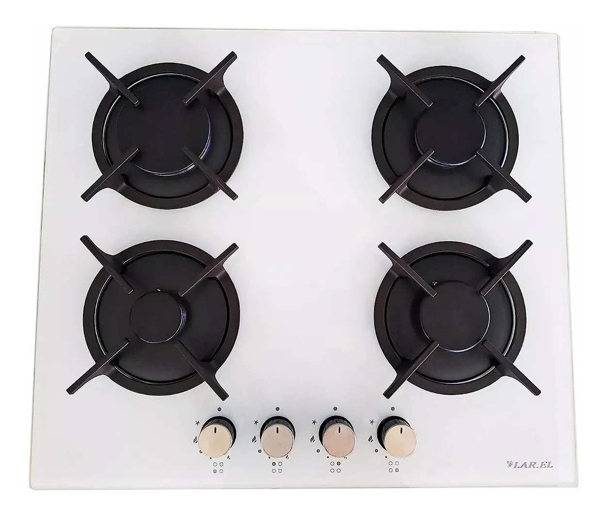 PIANO COTTURA DA INCASSO 60CM PIANO IN VETRO BIANCO 4 FUOCHI 60CM PIEZO LAREL