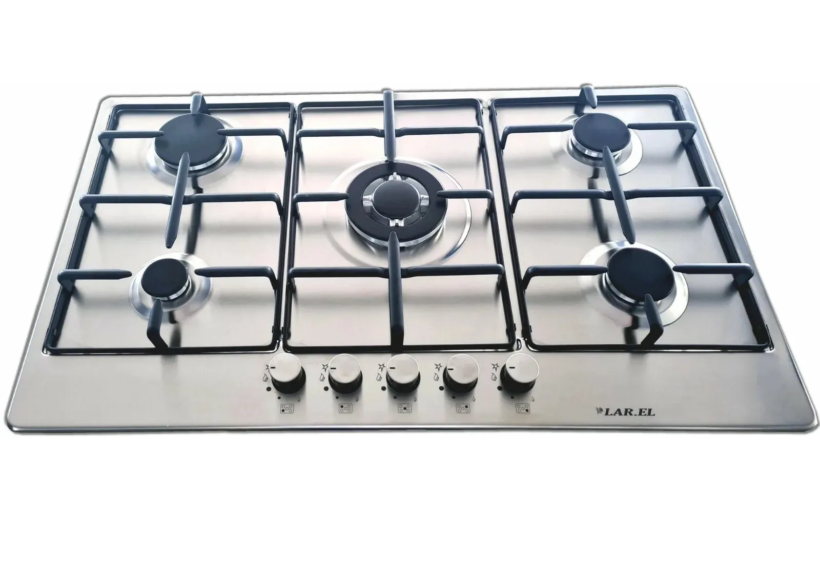 PIANO COTTURA DA INCASSO 90 CM 5 FUOCHI A GAS TRIPLA CORONA GRIGLIE GHISA INOX