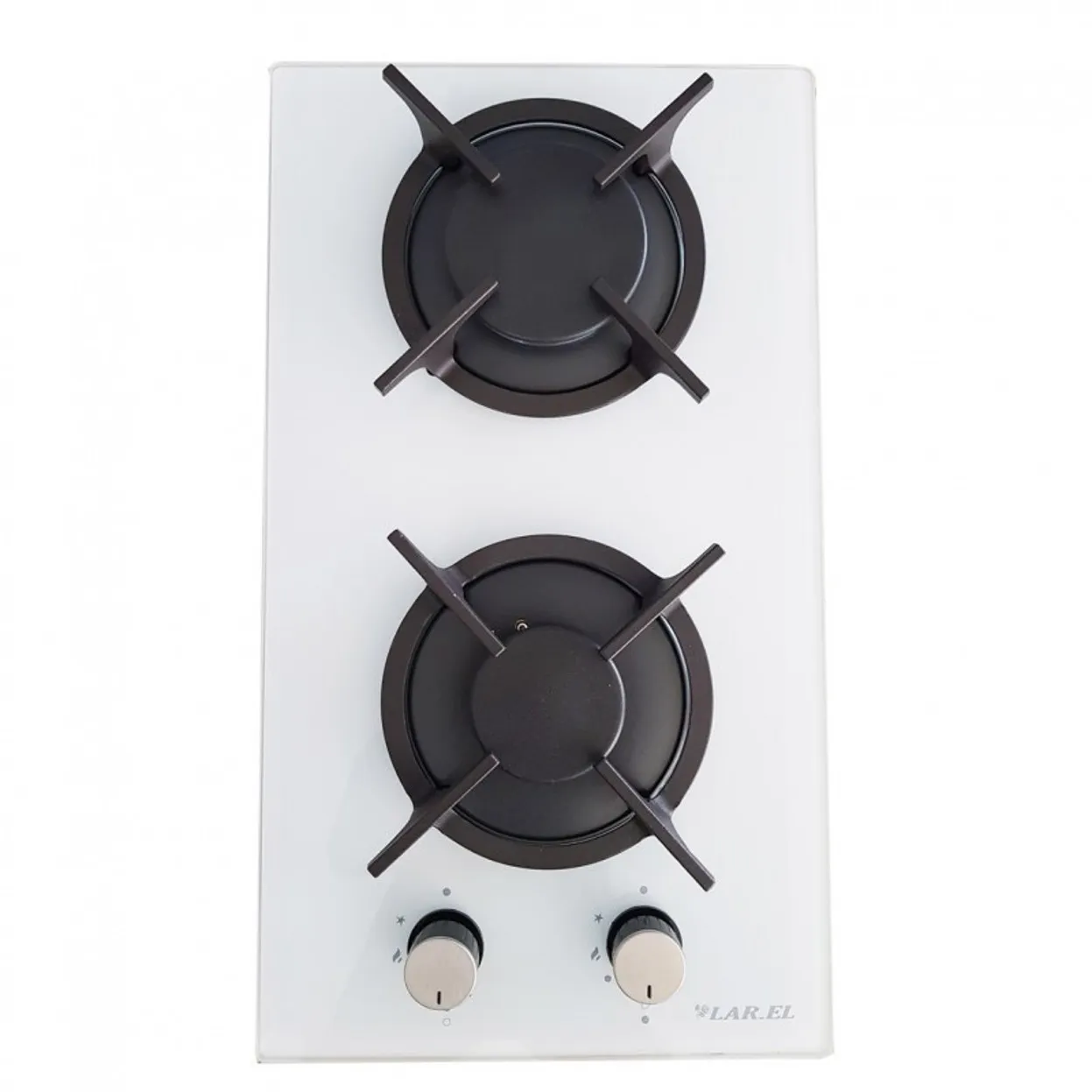 PIANO COTTURA DOMINO DA INCASSO 2 FUOCHI PIANO IN VETRO BIANCO PIEZO 30CM LAREL