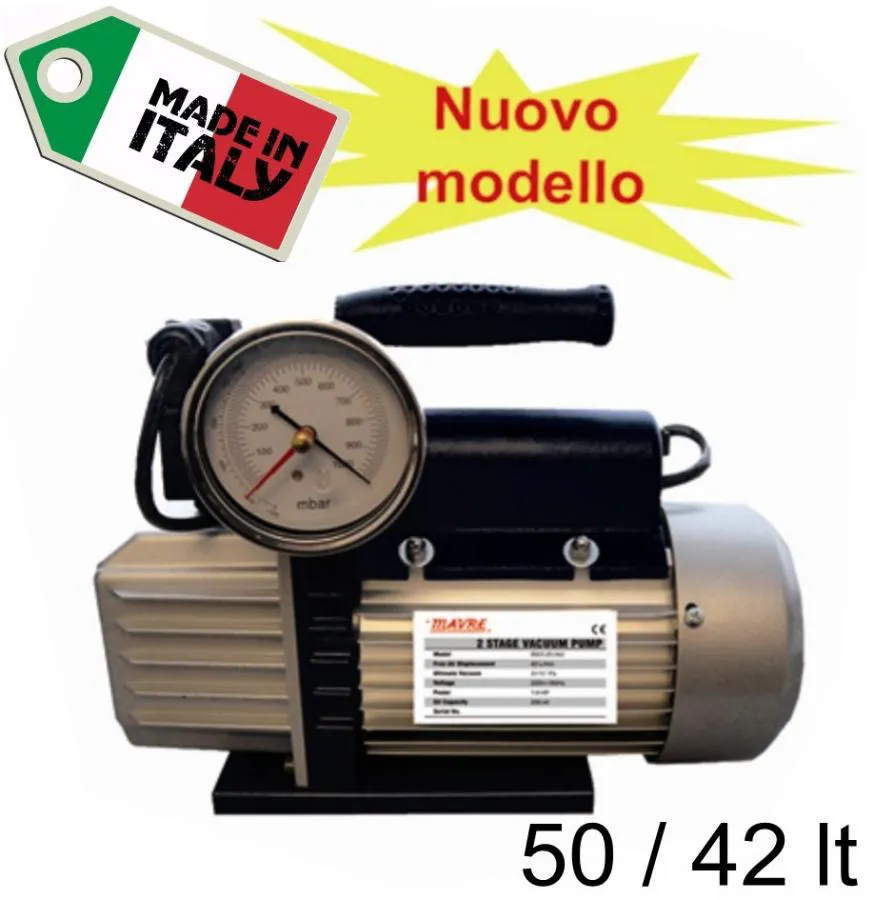 Pompa del Vuoto con Vuotometro 50 42 lt. Bistadio VALVOLA R134 R407 R410 R22 R32