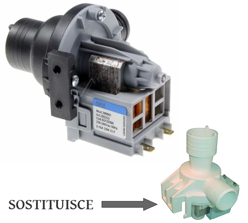 Pompa scarico acqua lavatrice Candy 92122365 91200600 vecchia serie