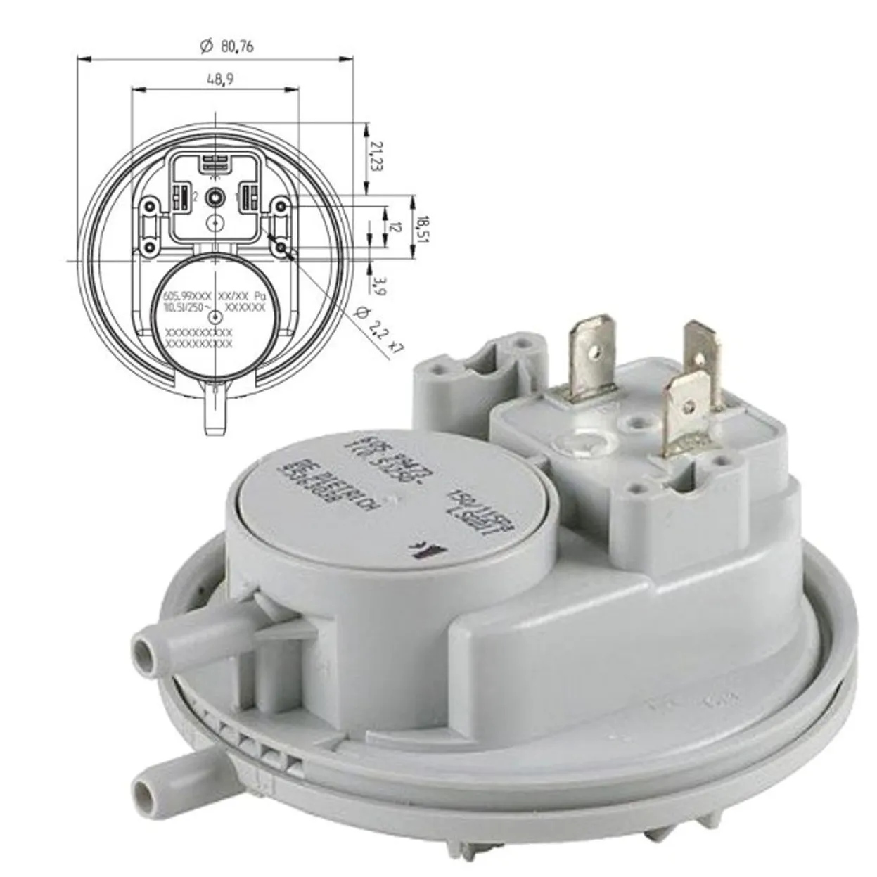 Pressostato differenziale HUBA 10/20 Pascal STUFE A PELLET NORDICA KARMEK