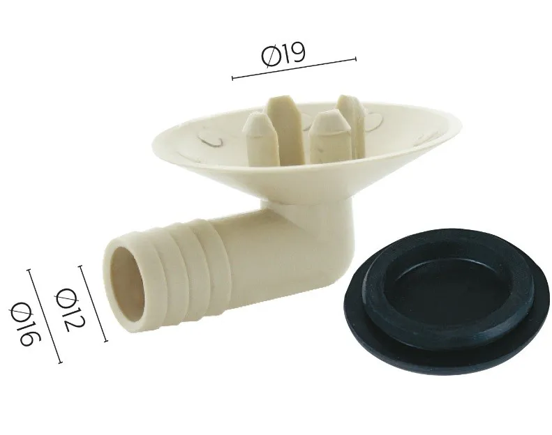 RACCORDO PIPETTA SCARICO UNITA\' ESTERNA CON ATTACCO DIAM. 19mm