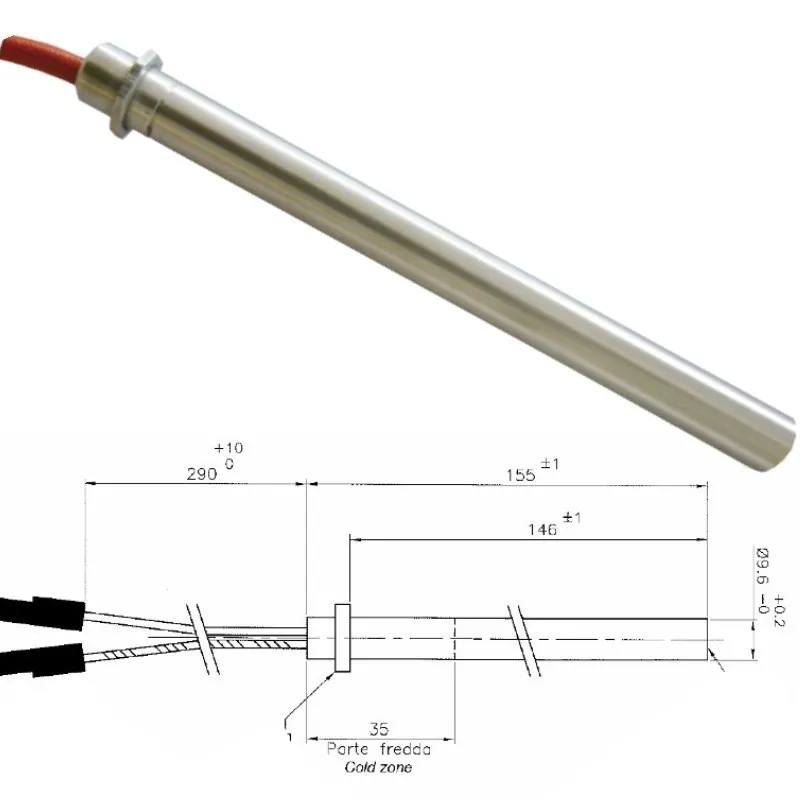 Resistenza accensione stufe a pellet D 9,6MM LUNG 155mm ECOFOREST UTXS019406 