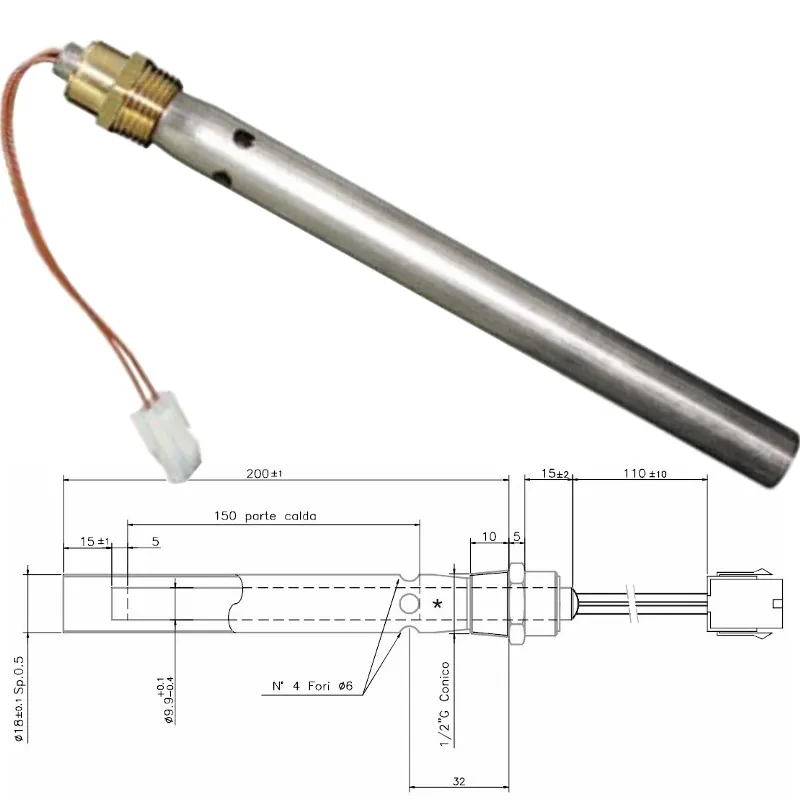 RESISTENZA CANDELETTA ACCENSIONE STUFA A PELLET FERROLI SUN P7 - 205mm