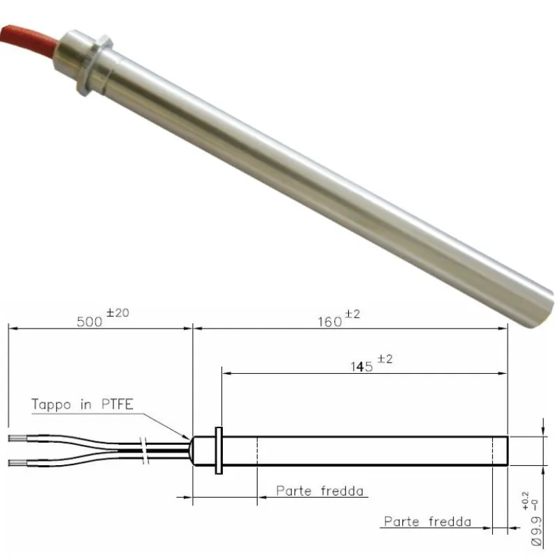 Resistenza Candeletta con battente stufe a pellet 16cm 9,5mm 250W 160mm FTB