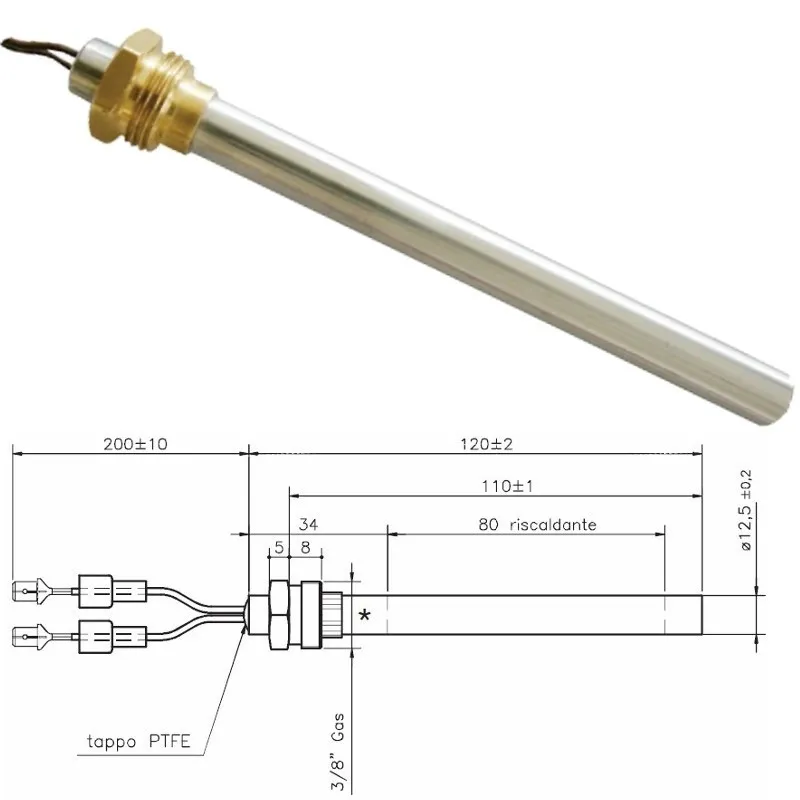 RESISTENZA CANDELETTA STUFA A PELLET 12,5mm Totale 12cm  GIROLAMI - 235W