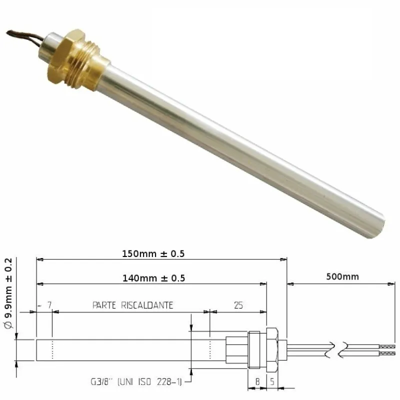Resistenza Candeletta Stufa a Pellet 3/8 280W 150mm Piazzetta  EVA 140mm battuta