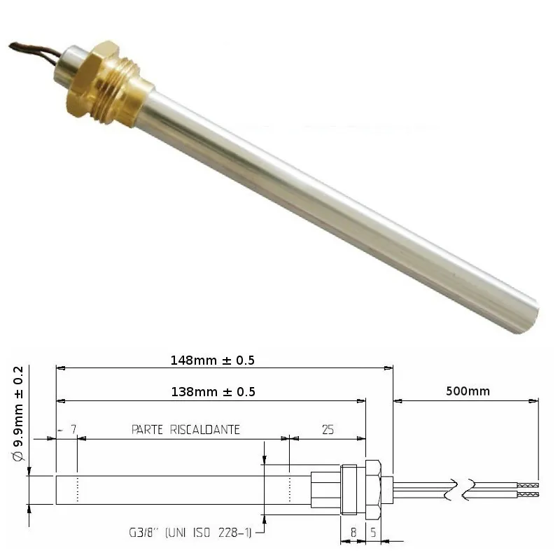 Resistenza Candeletta Stufa a pellet 3/8 300W 148mm AMG CADEL 138mm battuta