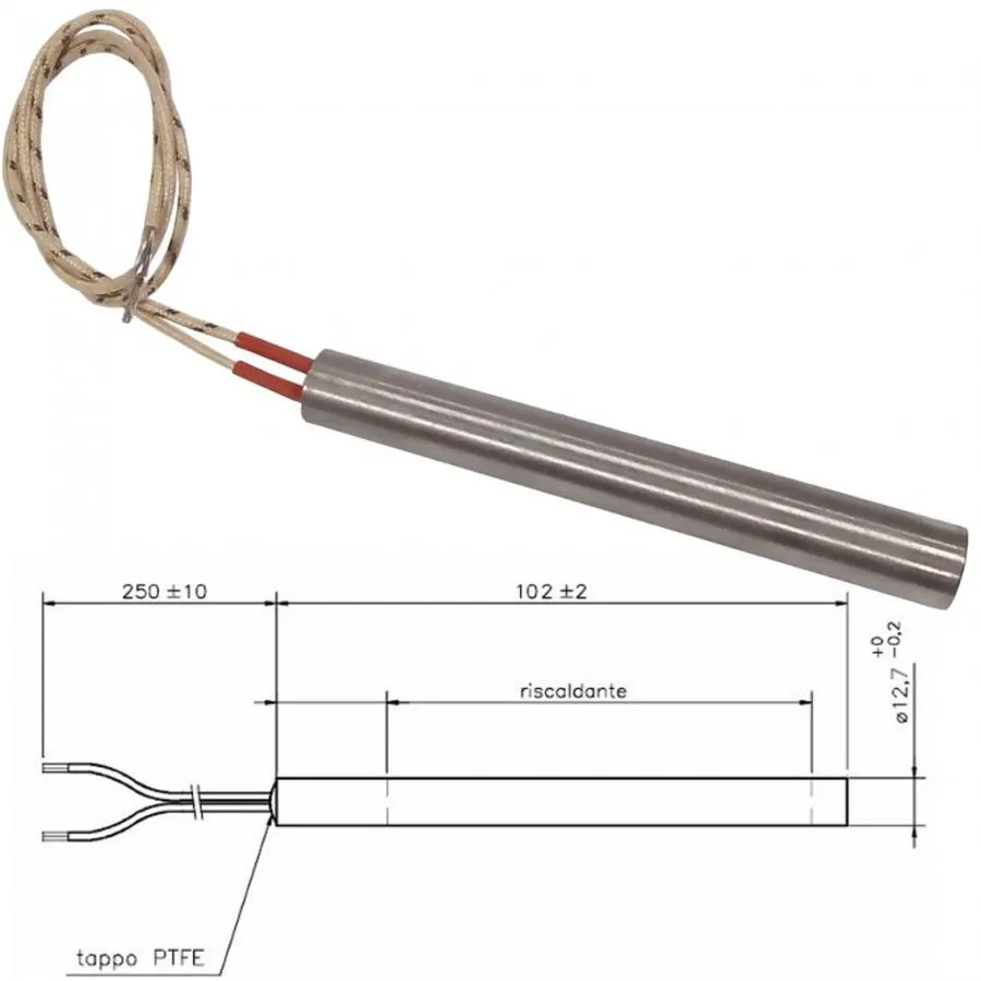 RESISTENZA CANDELETTA STUFA A PELLET UTXM016013 12,7mm L.101mm 300W EUROFIAMMA