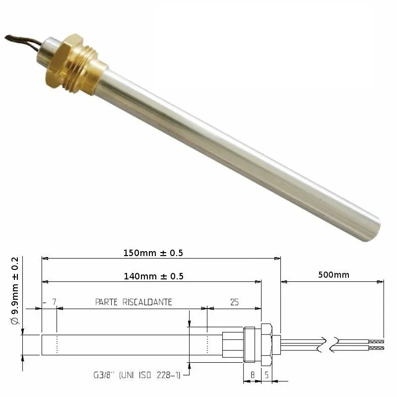Resistenza Candeletta Stufe a pellet 3/8 300W 150mm Ungaro 140mm battuta