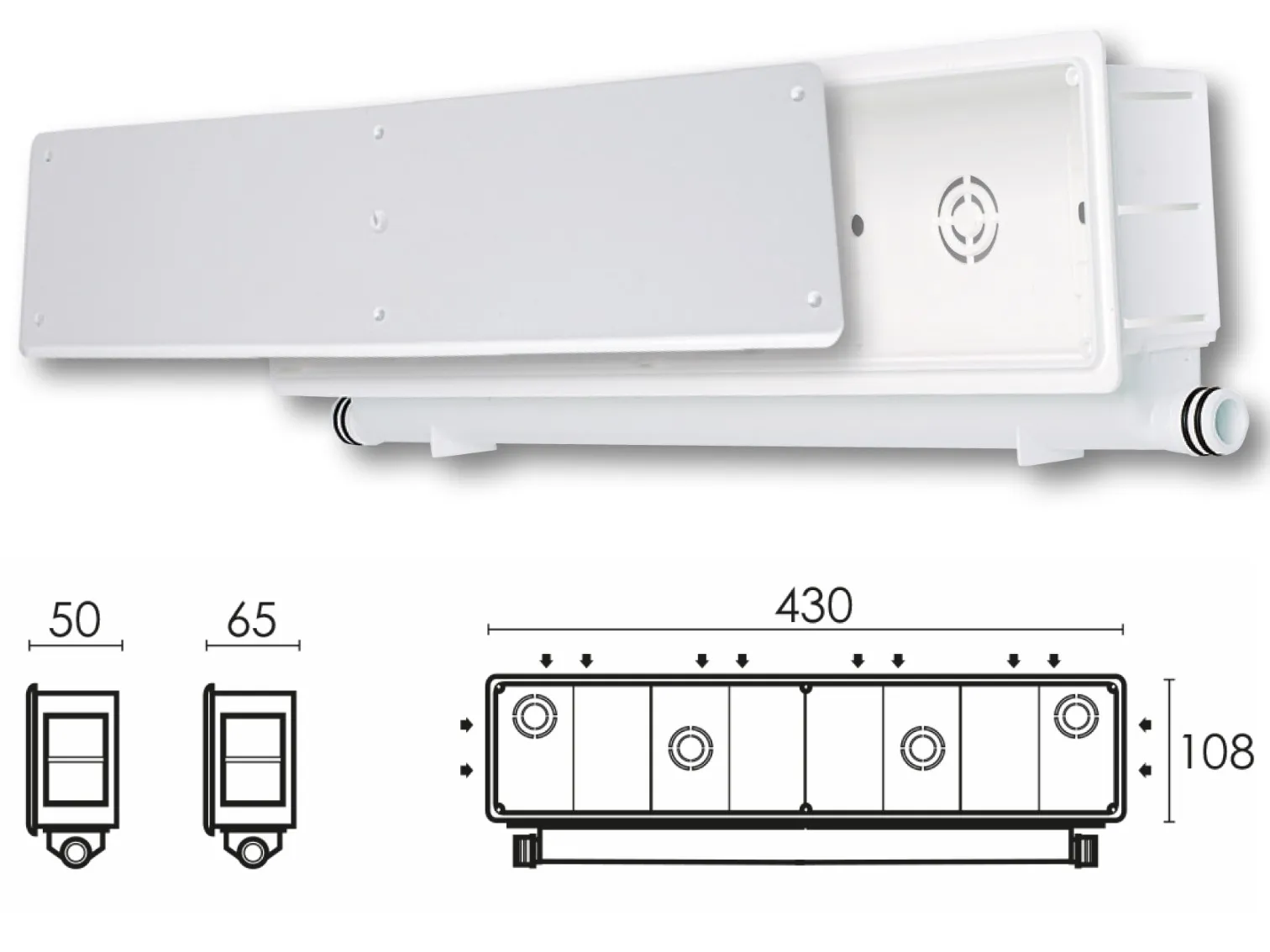 SCATOLA PREDISPOSIZIONE CORNICE CASSETTA Doppia sx dx 430x108x65 CLIMATIZZATORE