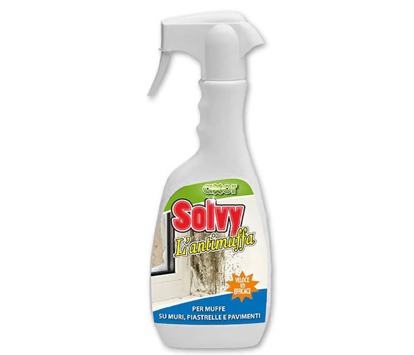SOLVY ANTIMUFFA DETERGENTE RIMOZIONE MUFFE DA MURI, PIASTRELLE PAVIMENTI 500ML