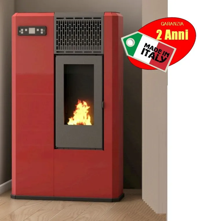 Stufa a Pellet MIRTA 7,5 Kw SLIM 23 CM COLORE ROSSO - SNELLA consegna novembre