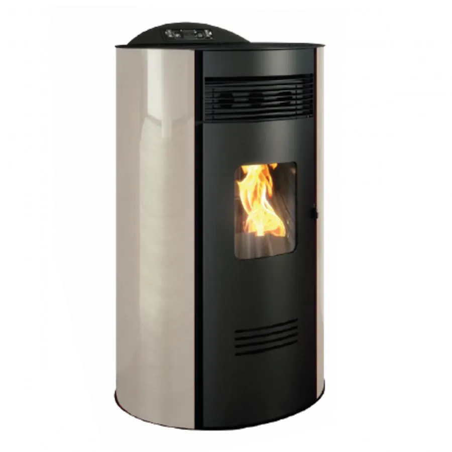 Stufa a Pellet Tonde' 10Kw Scarico Superiore e Posteriore COLORE AVORIO