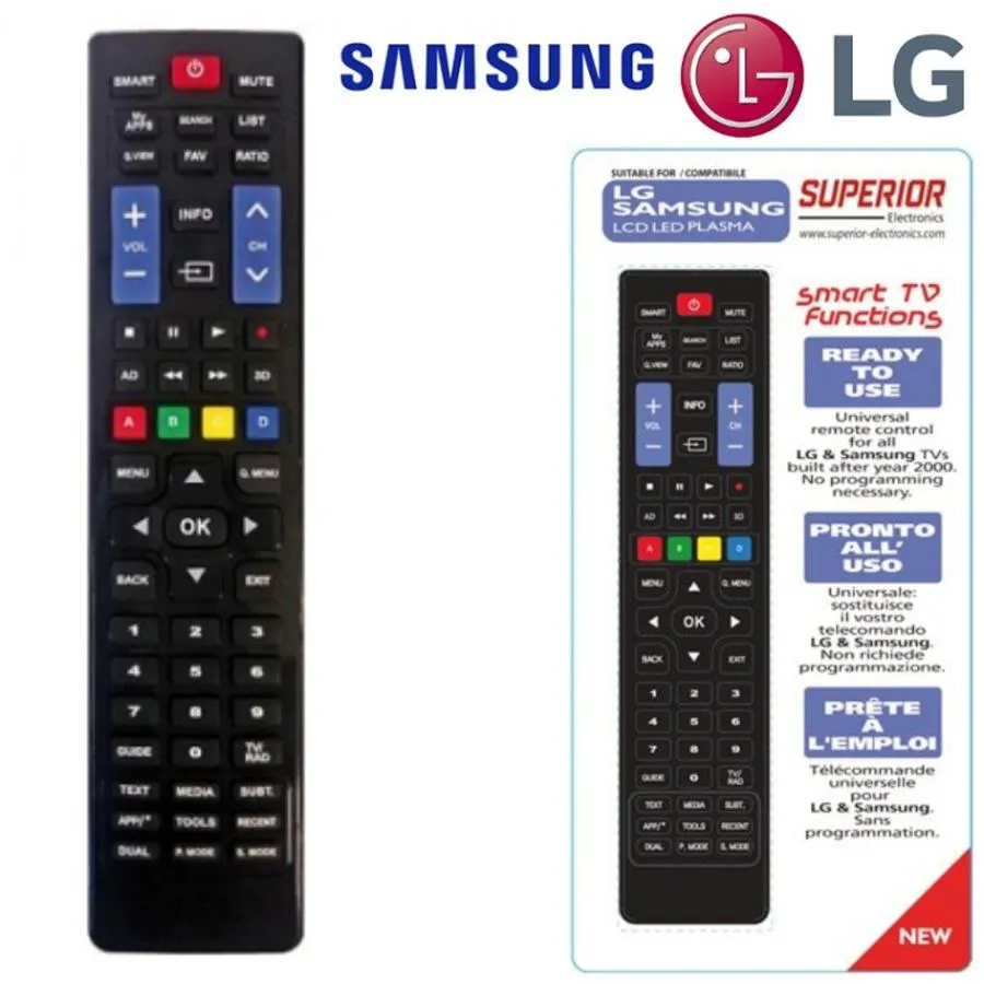 TELECOMANDO UNIVERSALE SMART TV SAMSUNG & LG PRODOTTI DOPO L'ANNO 2000