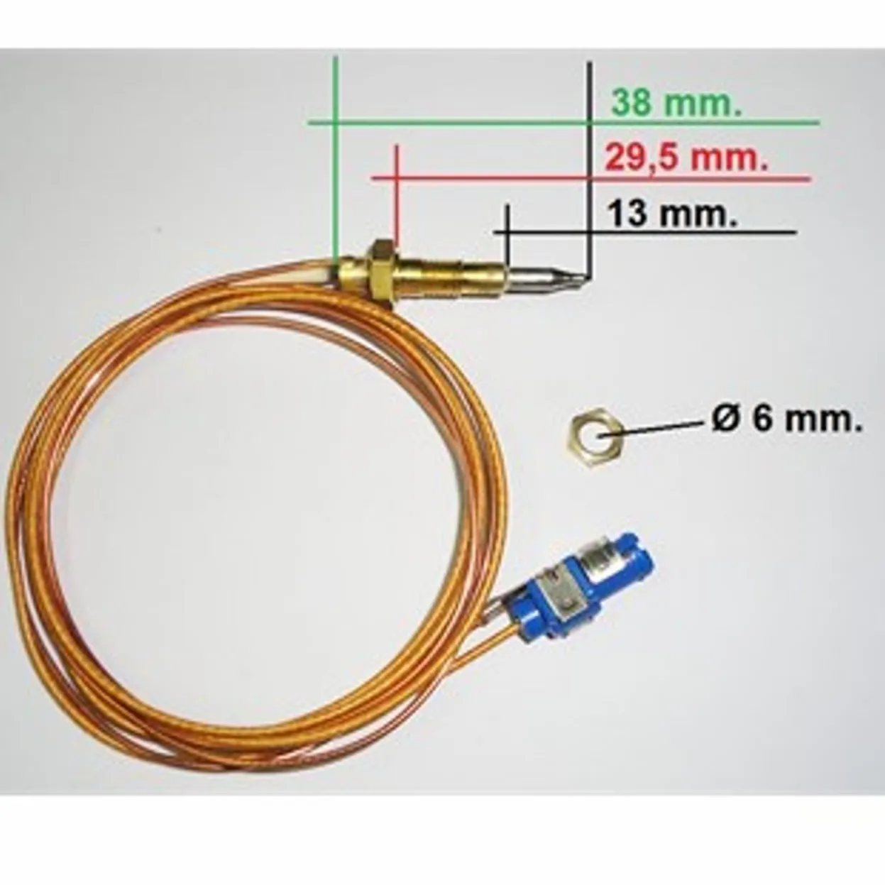 TERMOCOPPIA PIANO COTTURA BEKO CANDY REX 38mm FUOCHI GAS SICUREZZA