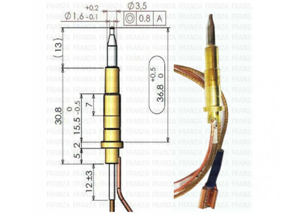 TERMOCOPPIA PIANO COTTURA FRANKE COMPATIBILE 1981840 FUOCO SICURGAS