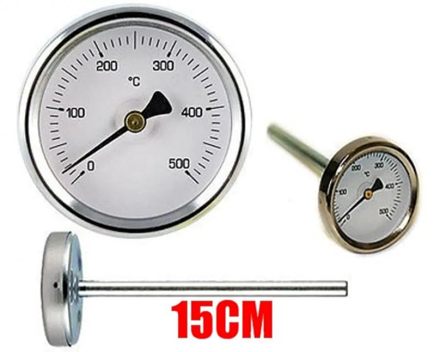 TERMOMETRO FORNO LEGNA BARBECUE 0 - 500 GR sonda rigida 15 cm TEMPERATURA