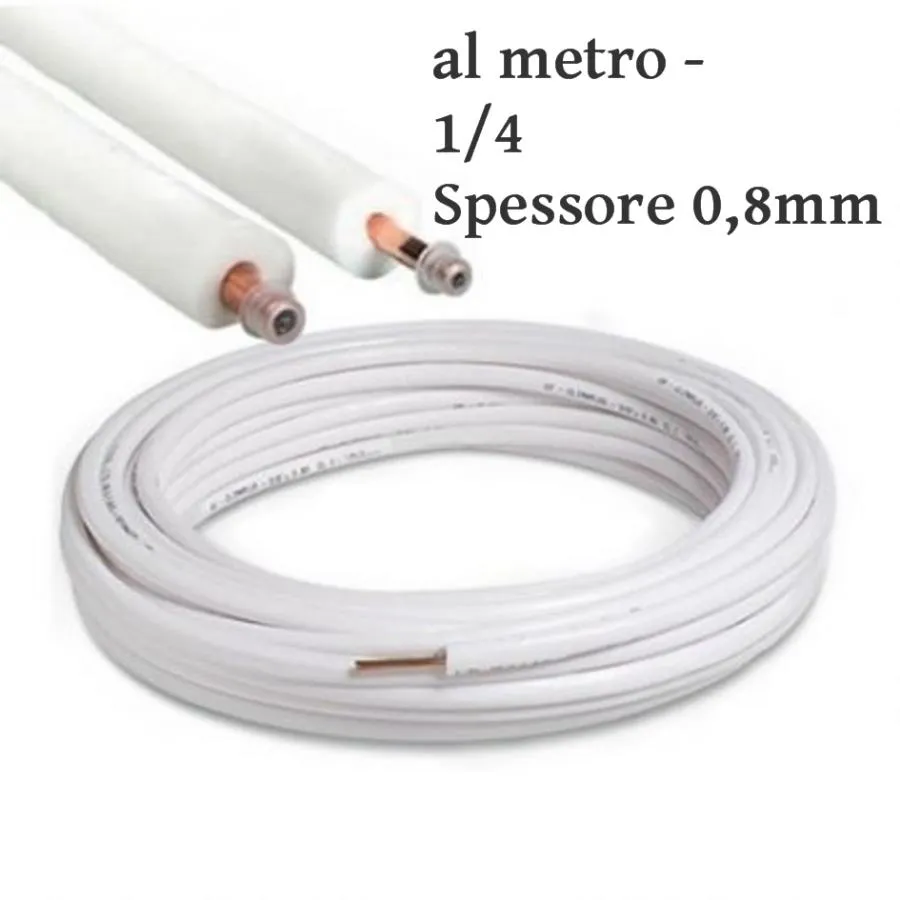 TUBO RAME COIBENTATO CLIMATIZZATORI CONDIZIONATORI 1-4 Spessore 0,8mm - al metro