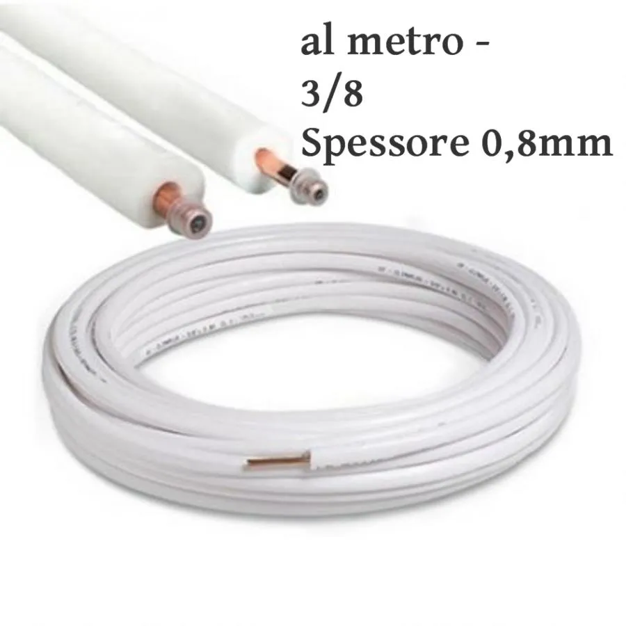 TUBO RAME COIBENTATO CLIMATIZZATORI CONDIZIONATORI 3-8 Spessore 0,8mm - al metro