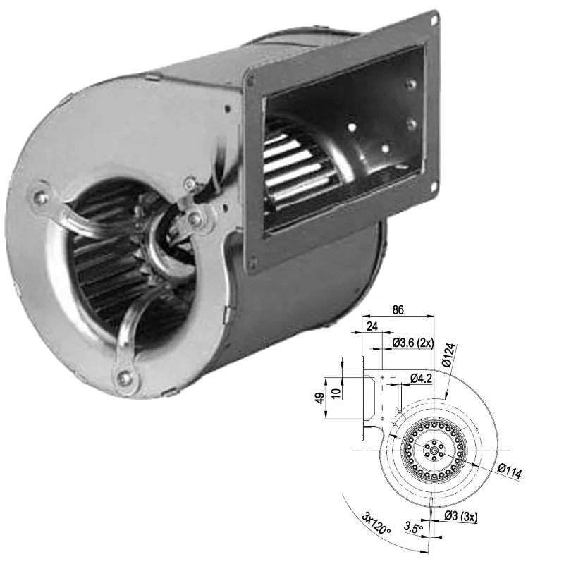 Ventilatore centrifugo stufa a pellet EBM D2E097-BK80-02 LN2 GT400 W950040020
