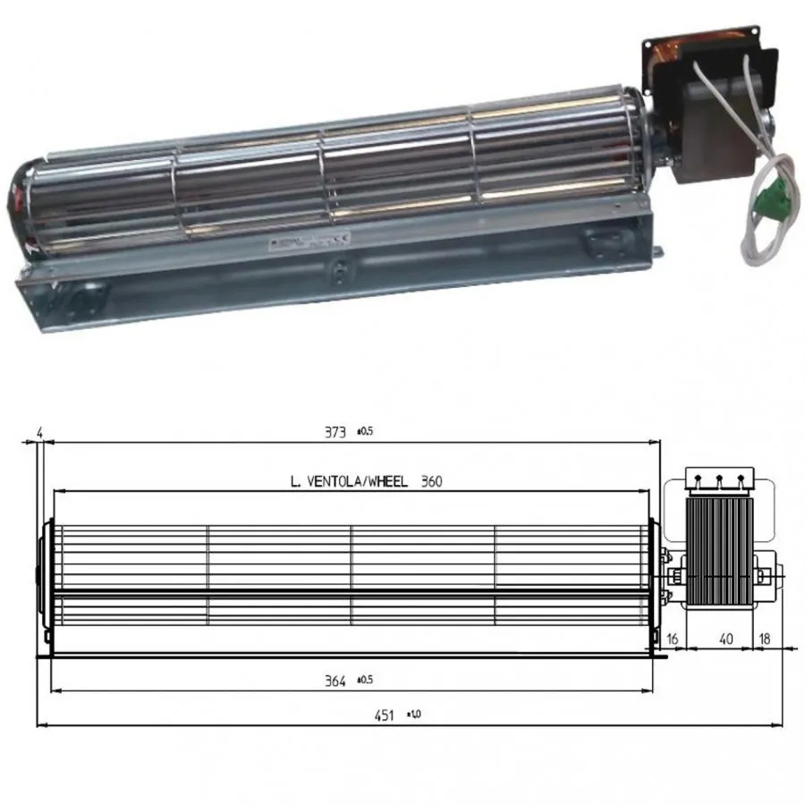 VENTOLA TANGENZIALE ARIA STUFA A PELLET SUPERIOR SVEVA STELLA TGA 60/1-360/40 FE