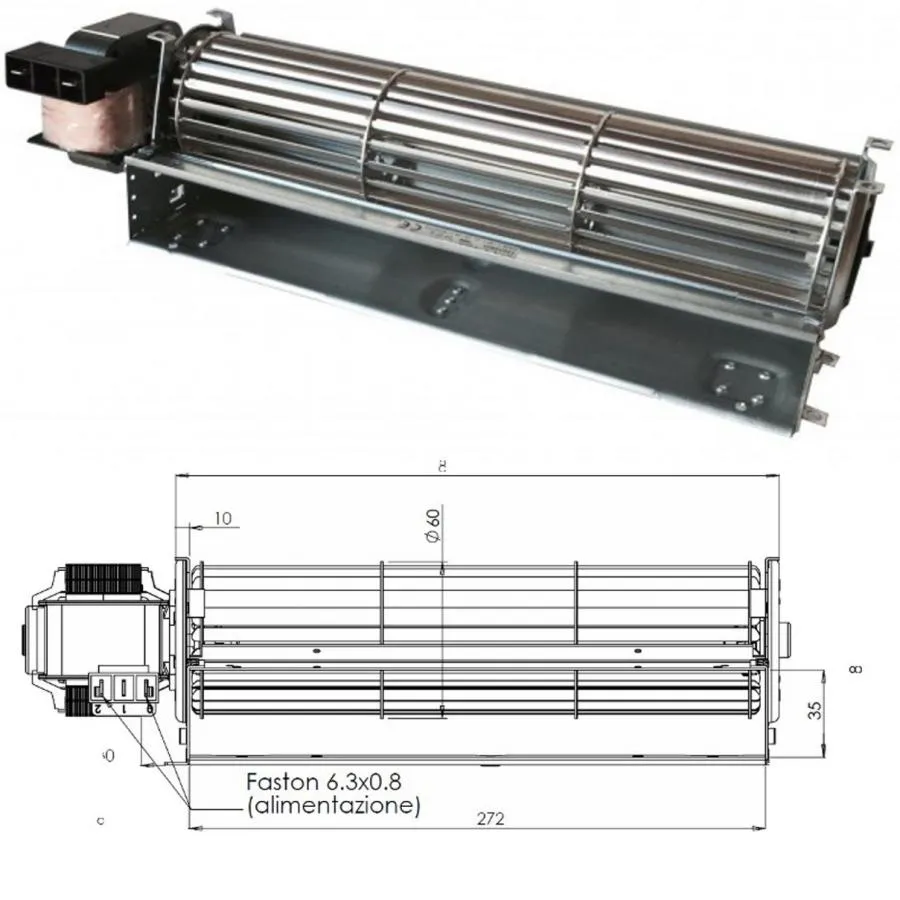 VENTOLA TANGENZIALE STUFA CAMINETTO MONTEGRAPPA TRIAL THS27B6-019 - VENTOLA 270m