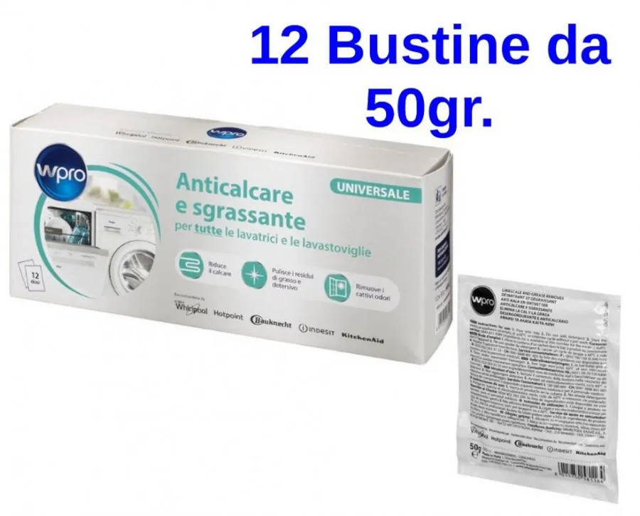 WPRO SGRASSANTE DISINCROSTANTE LAVATRICE LAVASTOVIGLIE 12 BUSTE calcare